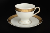 Фарфоровый Комплект кофейных пар 150 мл Кристина Платиновая золотая лента (6 пар)