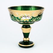 Конфетница Crystal Bohemia Лепка Зеленая 17см Арт. 23521