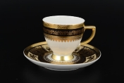 Фарфоровый Комплект кофейных пар 110 мл Diadem Black Creme Gold (6 пар)