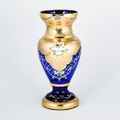 Ваза для цветов Crystal Bohemia Лепка синяя 26см