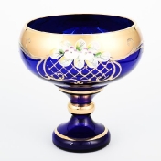 Конфетница Crystal Bohemia Лепка синяя 16см Арт. 22925