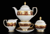 Фарфоровый чайный сервиз на 6 персон Falkenporzellan Imperial Bordeaux Gold 17 предметов