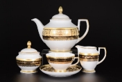 Фарфоровый чайный сервиз на 6 персон 17 предметов Diadem Black Creme Gold