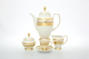 Фарфоровый кофейный сервиз Falkenporzellan Cream Gold 6 персон 17 предметов Арт. 15606