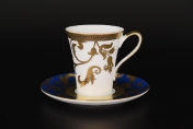 Комплект чайных пар Falkenporzellan Tosca Blueshade Gold 220мл(6 пар)