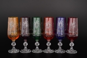 Комплект фужеров для шампанского Bohemia Цветной хрусталь 180мл (6 шт)