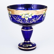 Конфетница на ножке Star Crystal Лепка синяя 20см Арт. 23656