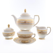 Фарфоровый чайный сервиз Falkenporzellan Cream Gold 6 персон 17 предметов Арт. 25565