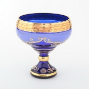 Конфетница Star Crystal Лепка синяя 13см Арт. 24952