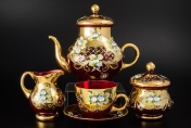 Фарфоровый чайный сервиз на 6 персон 15 пр "Лепка гранат" E-V Арт. 12001