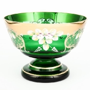 Конфетница Crystal Bohemia Лепка зеленая 21см Арт. 22899