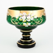 Конфетница Crystal Bohemia Лепка зеленая 16см Арт. 22907