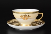 Комплект чайных пар 220 мл 3D Creme Gold (6 пар)