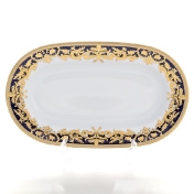 Овальное блюдо Falkenporzellan Natalia cobalt gold 24 см