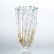 Ваза зеленая Bohemia Gold Scallop 30 см