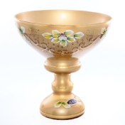 Конфетница на ножке Star Crystal Лепка золотая 20см Арт. 37664