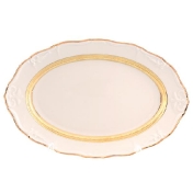 Овальное блюдо Thun Мария Луиза золотая лента Ivory 34 см Арт. 40856