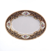 Овальное блюдо Falkenporzellan Opal cobalt gold 24 см