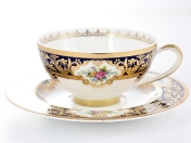 Комплект чайных пар Falkenporzellan Opal Cobalt Gold (6 пар)