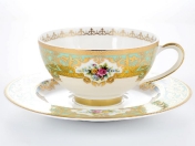 Комплект чайных пар Falkenporzellan Opal Seladon Gold (6 пар)
