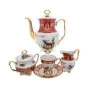 Кофейный сервиз Repast Охота красная Мария-тереза 15 предметов на 6 персон Арт. 51868