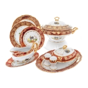 Столовый сервиз Repast Охота красная Мария-тереза 28 предметов на 6 персон Арт. 51147