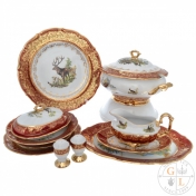 Столовый сервиз Repast Охота красная Мария-тереза 28 предметов на 6 персон Арт. 51872